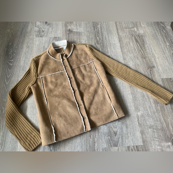 ByDesign Y2K Large Womens Camel Jacket 100% Polyester Suede Like - Picture 1 of 9